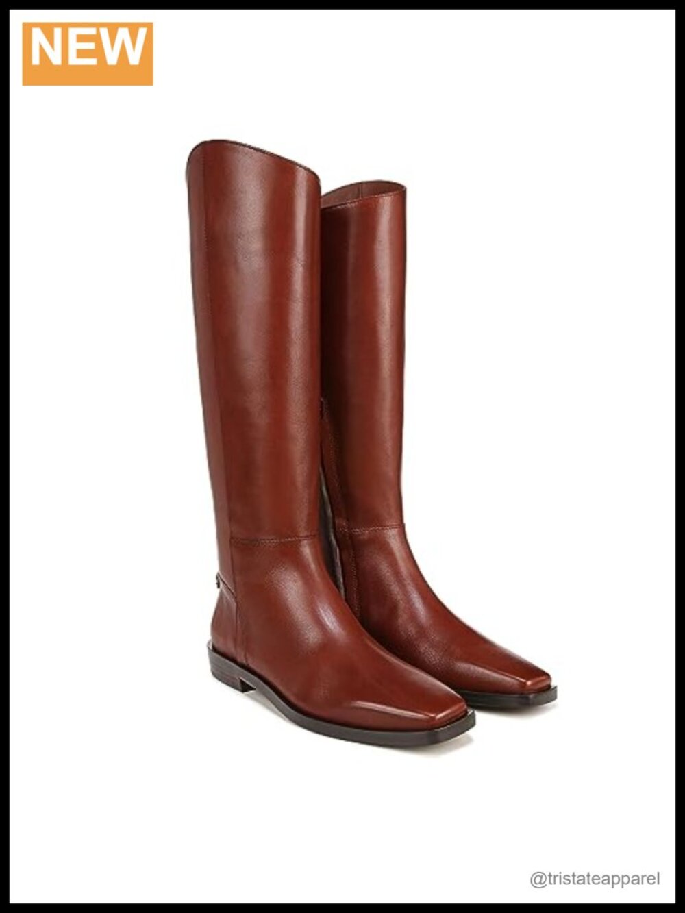 Leather Knee-High Riding Boots Equestrian Zip Block Heel Women's Tall